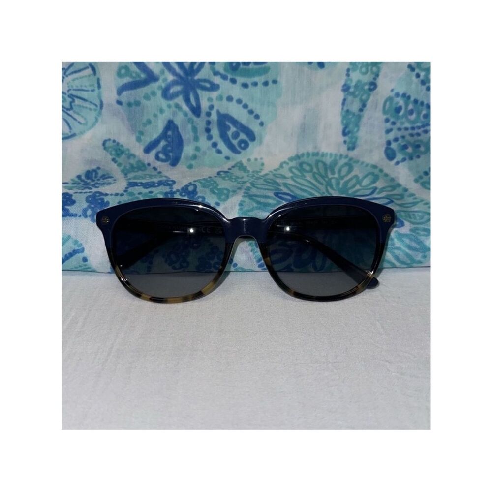Tory Burch TY 7131 Navy Blue Tortoise Gold Tone Hardware 100 UV Prot Sunglasses